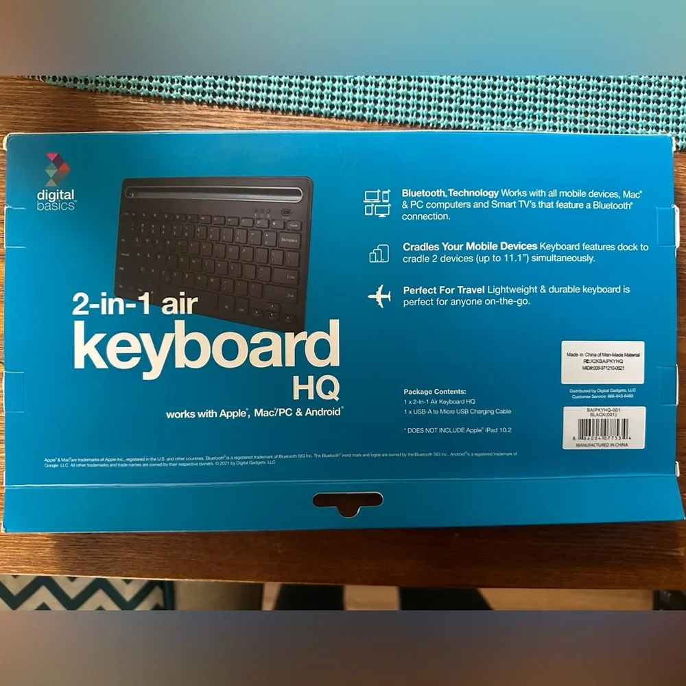 2-in-1 Air Keyboard HQ. -works with Apple, Mac/PC, & Android.